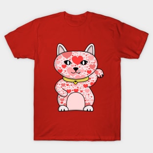 Lucky Cat Full of Hearts T-Shirt